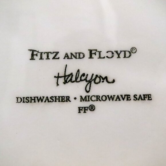 Fitz & Floyd 11.25" Dinner Plate X4 Halcyon Pink Floral Blue Trim Hand-Painted - Picture 5 of 5